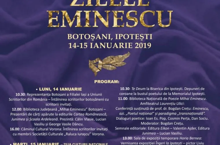 Programul Zilelor Eminescu a fost definitivat