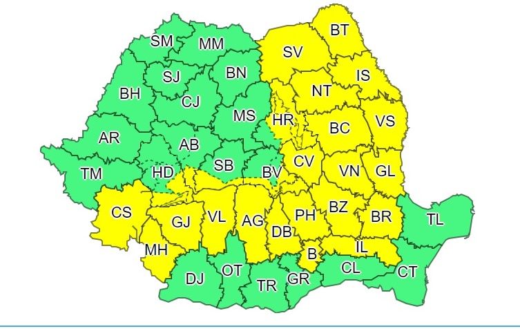 Botoșaniul intră în COD GALBEN de precipitații abundente