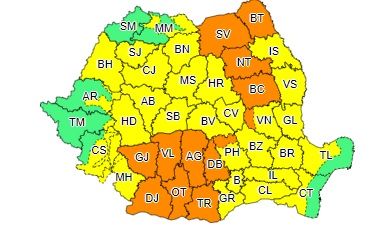 Botoșaniul intră din nou în Cod Portocaliu de ploi
