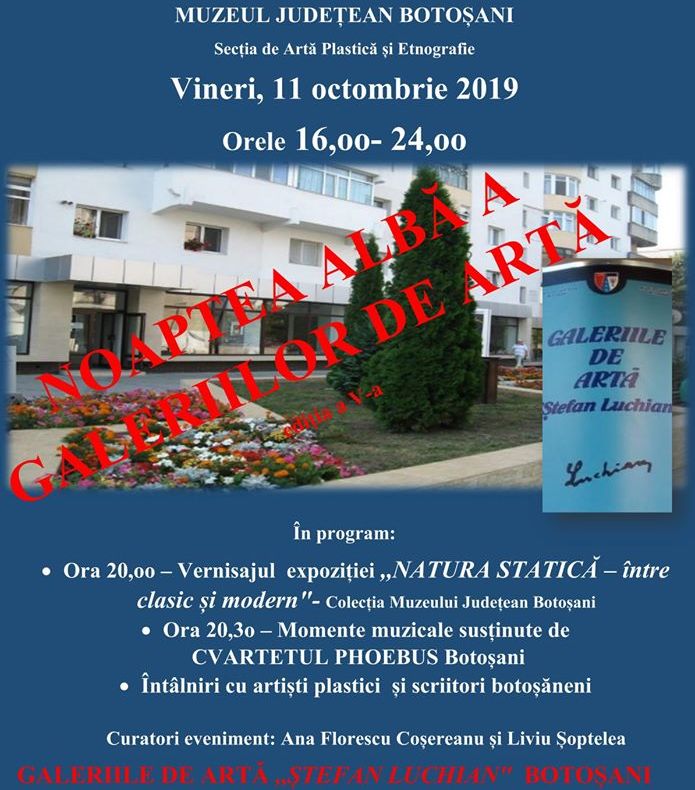 ” Noaptea albă a galeriilor de artă„ a ajuns la a cincea ediție la Botoșani
