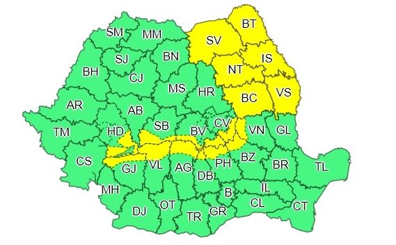 Revine iarna. COD GALBEN de vânt și ninsoare până duminică seara