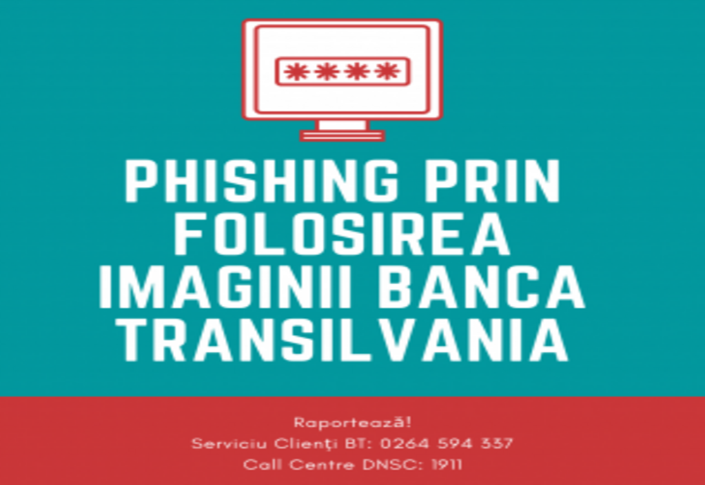 Atac de tip phishing care se folosește de imaginea Băncii Transilvania