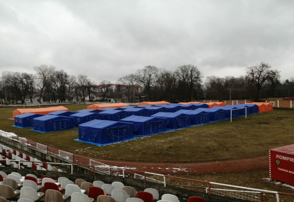 Tabără mobilă instalată pentru refugiații ucrainieni, la Dorohoi