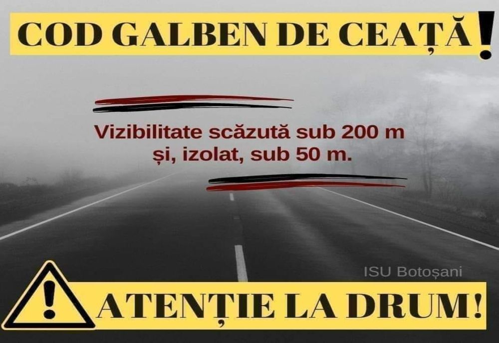 Cod galben de ceață până la ora 14:00!