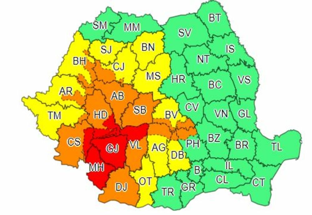ULTIMĂ ORĂ: Avertizări meteo de vreme extremă! COD ROȘU și COD PORTOCALIU în mai multe județe!