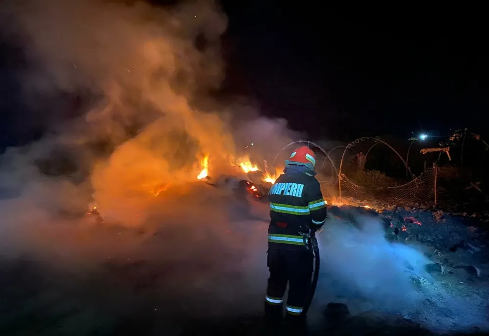 Din joacă au dat foc la un depozit de furaje