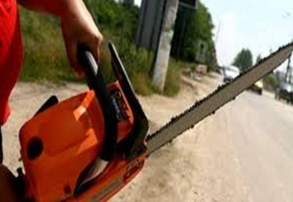 Bărbat reținut după ce și-a amenințat vecinul cu drujba