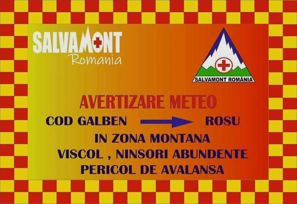 Cod portocaliu de avalanșă, duminică, în Bucegi și Făgăraș
