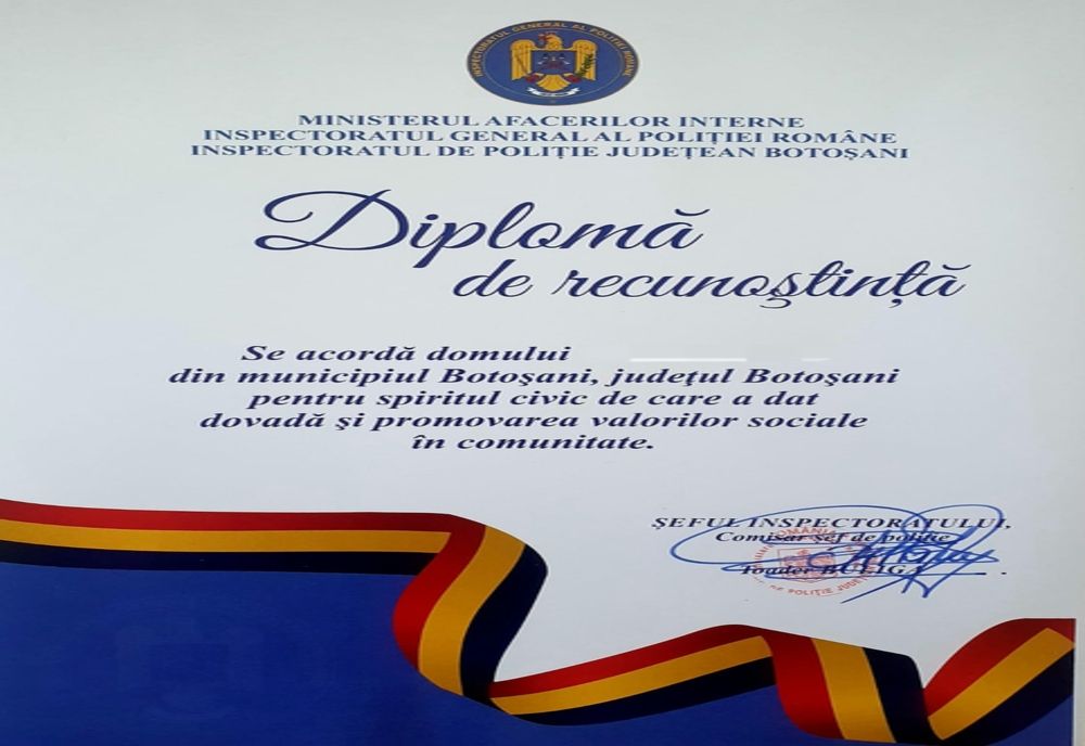 Mulțumiri și diplome de recunoștință pentru eroii anonimi ai Botoșaniului