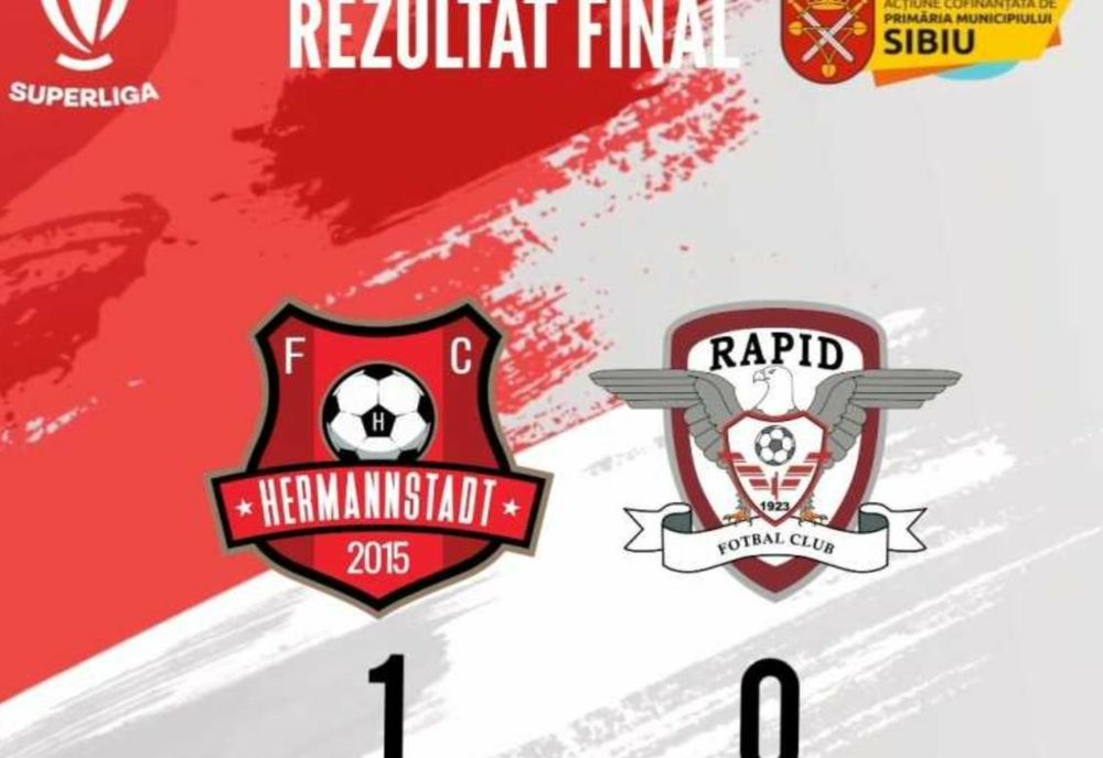FOTBAL: VICTORIE IN EXTREMIS OBȚINUTĂ DE FC HERMANNSTADT CU RAPID (1-0), ÎN SUPERLIGĂ