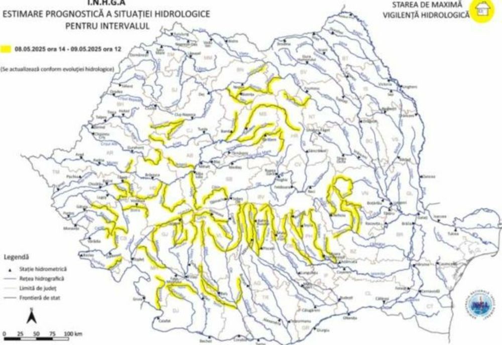 INHGA: COD GALBEN DE VIITURI PE RÂURI DIN 17 BAZINE HIDROGRAFICE