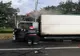Un camion a luat foc în plin trafic pe DN 29 D